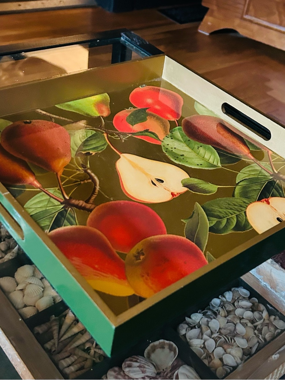 Lovely Lacquered Autumnal Tray with Pear Botanical Harvest